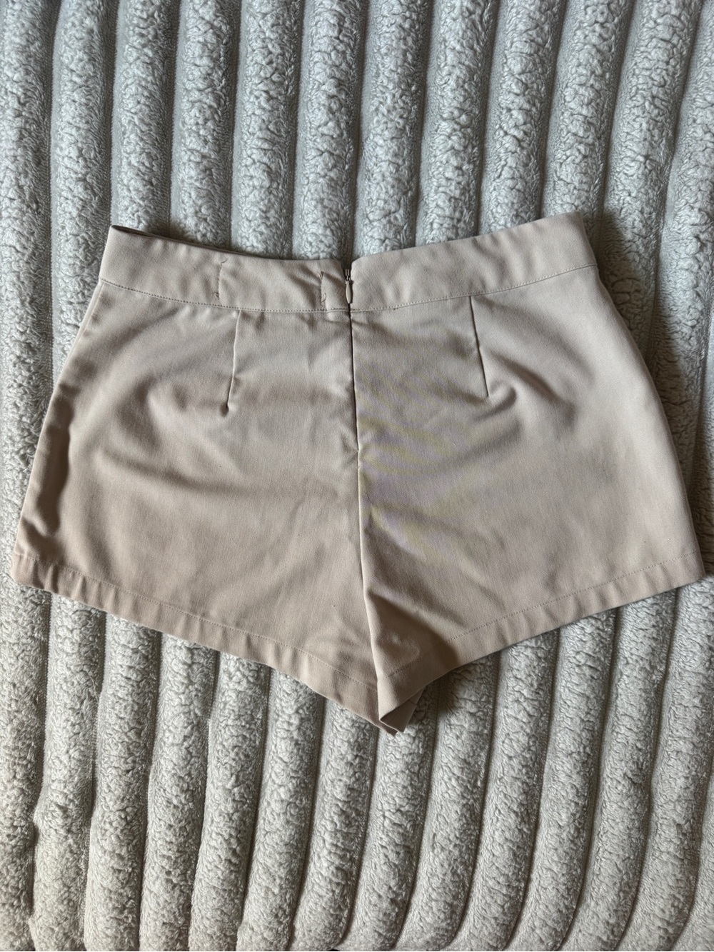 Hot Beso Beige High Waist Tailored Mini Shorts XS